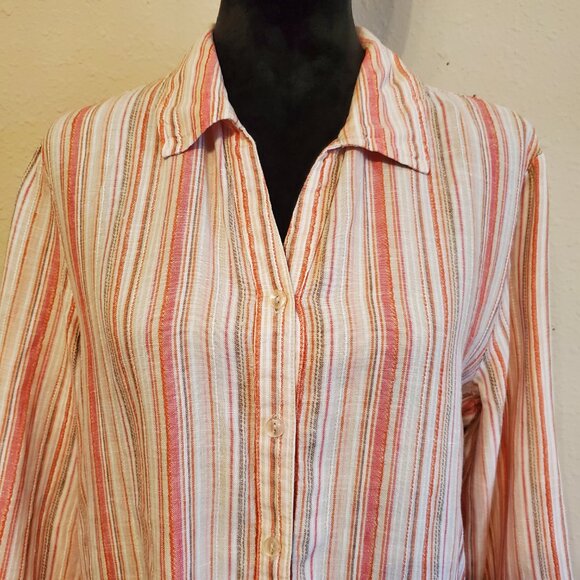 JM Collection Tops - JM Collection Top Button Down 3/4 Sleeve 100% Linen Women's Blouse Size 14.
